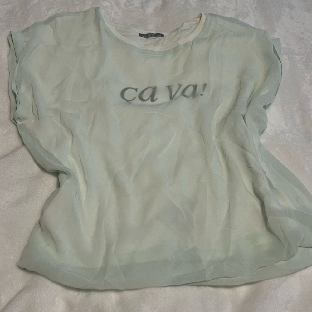 Zara Light Green Sheer Tee